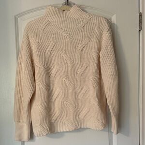 LOFT Cream Cable Knit Turtleneck Sweater